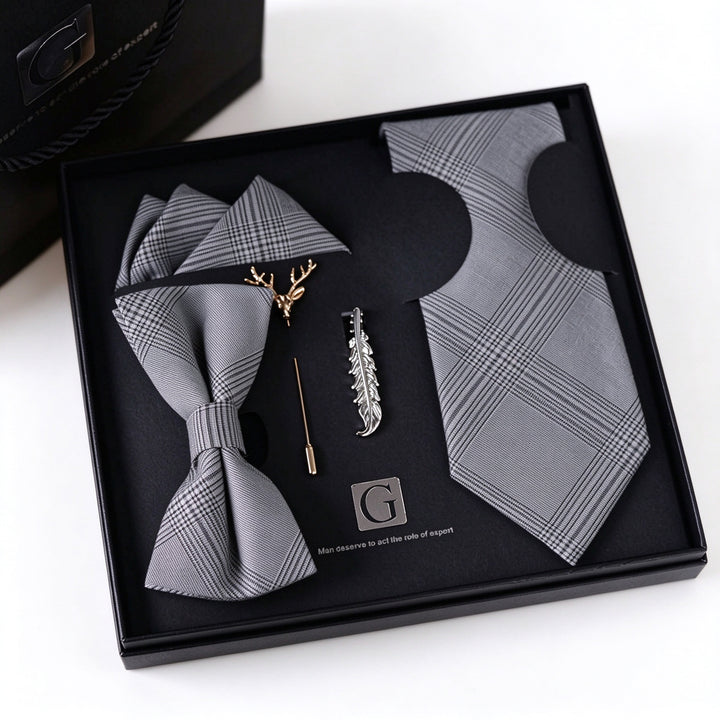 MensEventWear Premium Men’s Patterned Tie and Bow Tie Gift Set For Business