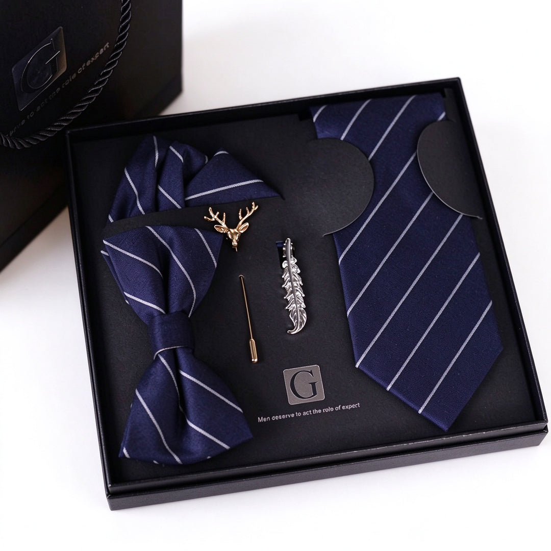 MensEventWear Premium Men’s Patterned Tie and Bow Tie Gift Set