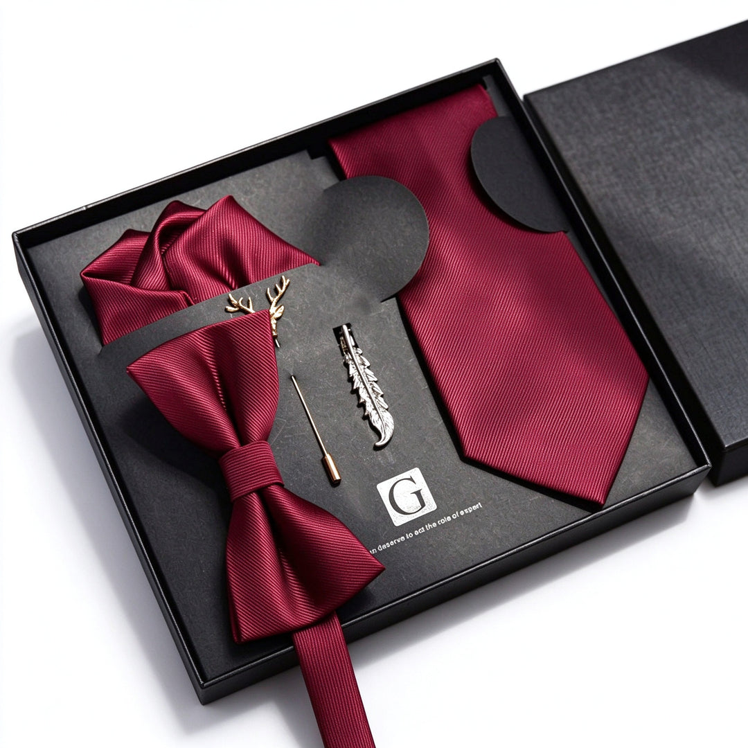MensEventWear Premium Men’s Patterned Tie and Bow Tie Gift Set