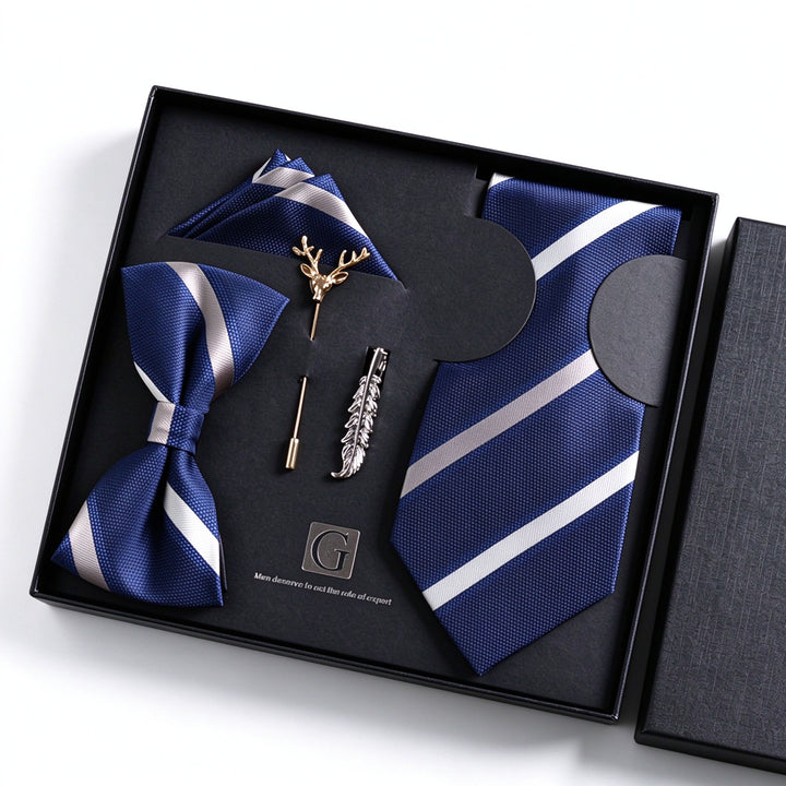 MensEventWear Premium Men’s Patterned Tie and Bow Tie Gift Set For Business