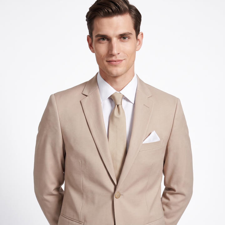 Menseventwear Formal 2 Pieces Mens Suits Flat Notch Lapel Set (Blazer+Pants)