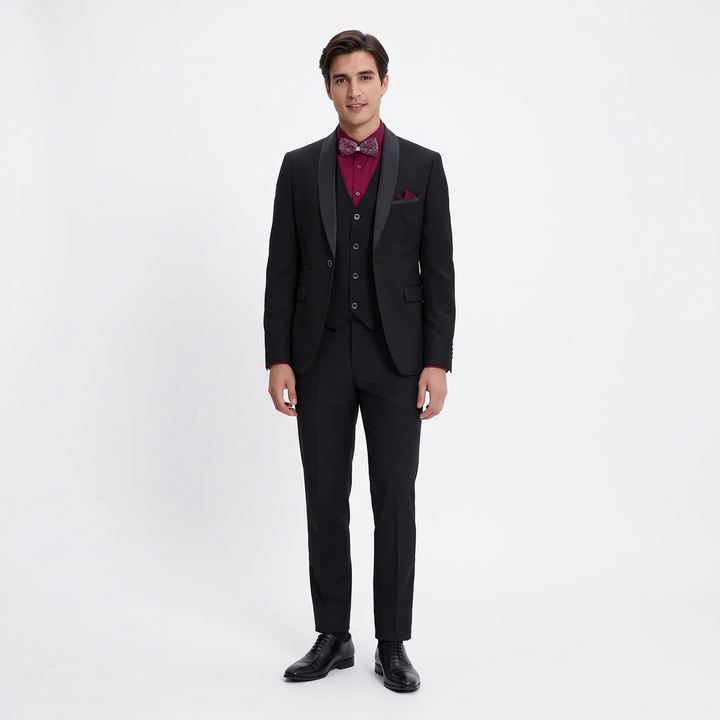 Menseventwear Fashion 3 Pieces Mens Suit Flat Shawl Lapel Tuxedos (Blazer+vest+Pants)