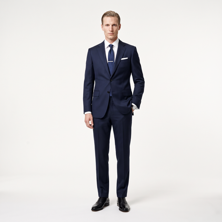 Menseventwear Formal 2 Pieces Mens Suit Flat Notch Lapel Suits For Business (Blazer+Pants)