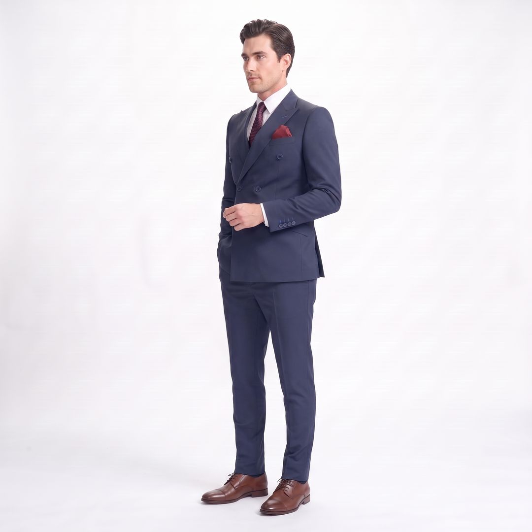 Menseventwear Formal 2 Pieces Mens Suit Flat Peak Lapel Set (Blazer+Pants)