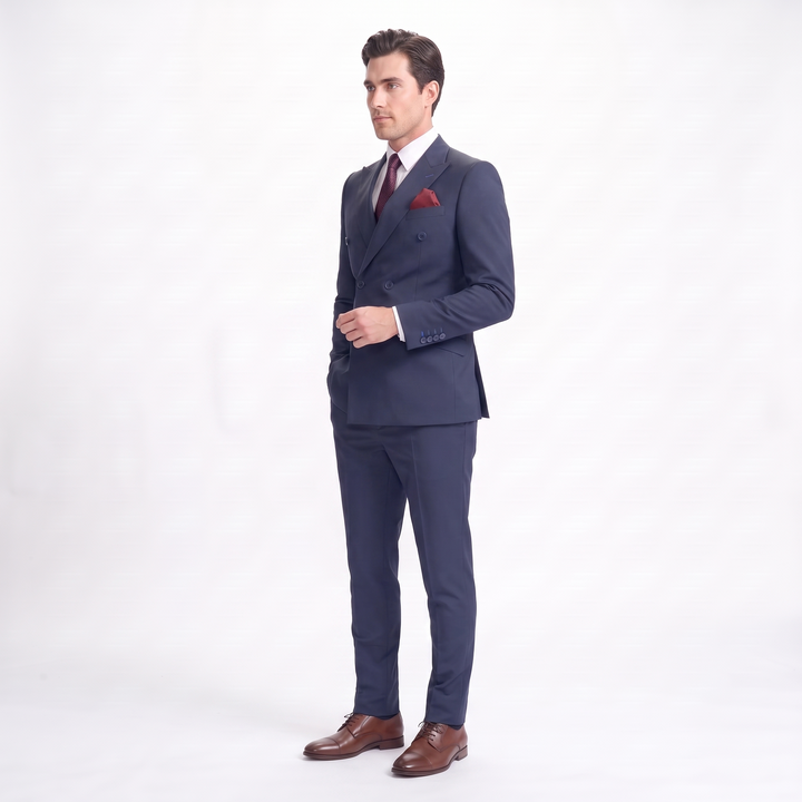 Menseventwear Formal 2 Pieces Mens Suit Flat Peak Lapel Set (Blazer+Pants)