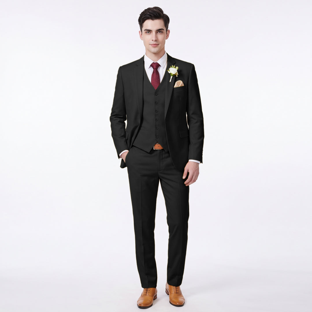 Menseventwear Fashion 3 Pieces Mens Suit Flat Notch Lapel Suits For Wedding (Blazer+vest+Pants)