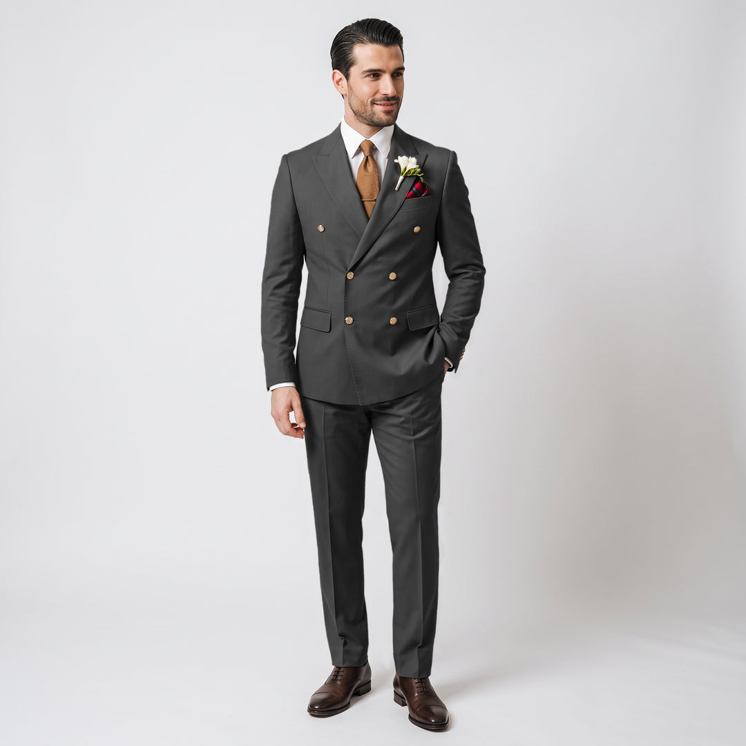 Menseventwear Formal 2 Pieces Mens Suit Flat Peak Lapel Suits For Wedding (Blazer+Pants)