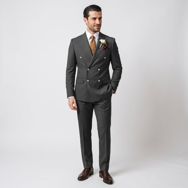 Menseventwear Formal 2 Pieces Mens Suit Flat Peak Lapel Suits For Wedding (Blazer+Pants)