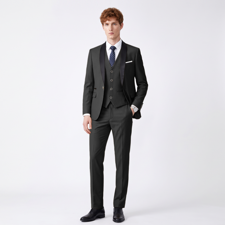 Menseventwear Fashion 3 Pieces Mens Suit Flat Shawl Lapel Tuxedos (Blazer+vest+Pants)