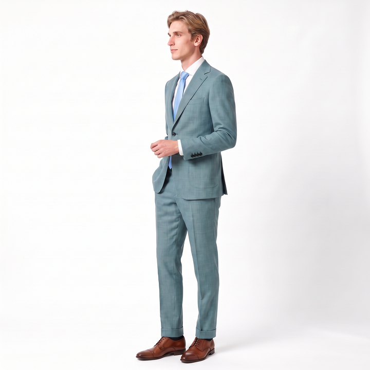Menseventwear Casual 2 Pieces Mens Suit Flat Linen Notch Lapel Suit (Blazer + Pants)