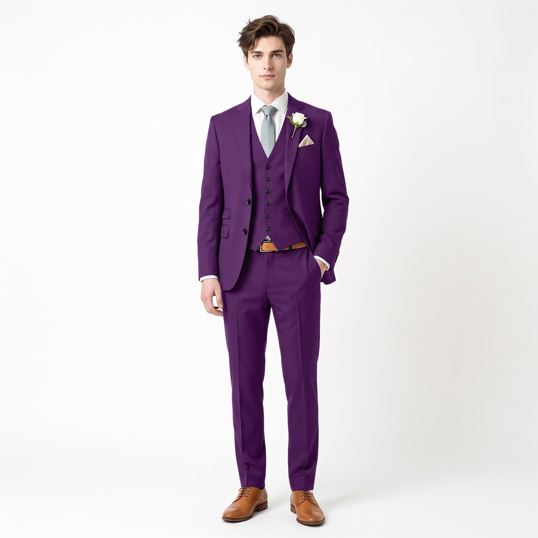Menseventwear Fashion 3 Pieces Mens Suit Flat Notch Lapel Suits For Wedding (Blazer+vest+Pants)