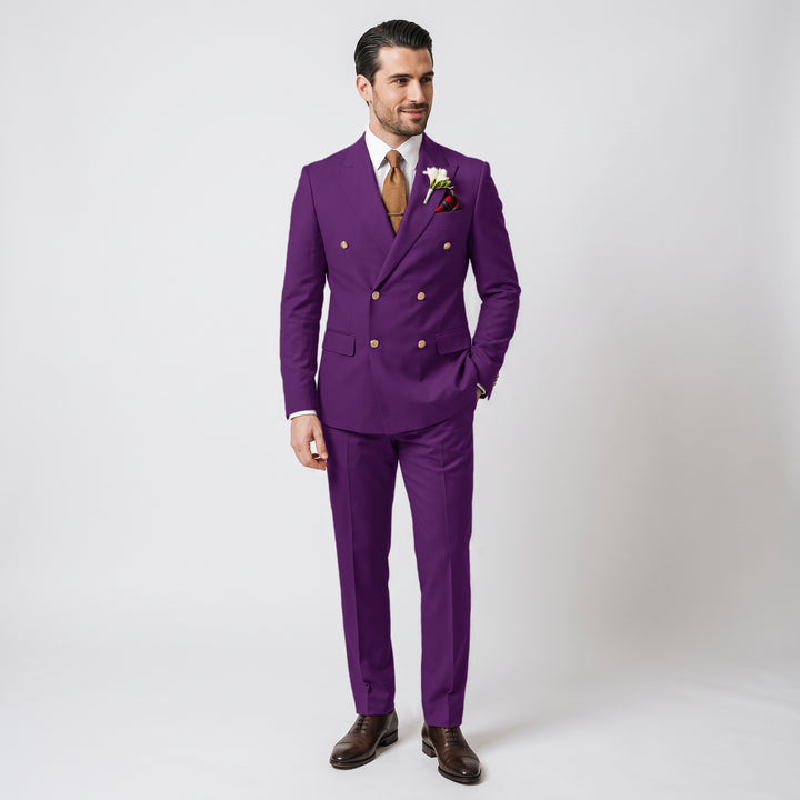 Menseventwear Formal 2 Pieces Mens Suit Flat Peak Lapel Suits For Wedding (Blazer+Pants)