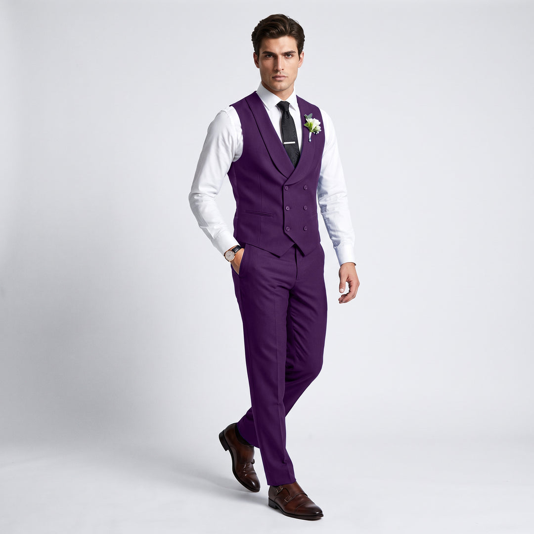 Menseventwear Double Breasted Formal 2 pieces Shawl Lapel Mens Suit For Wedding (Vest+Pants)