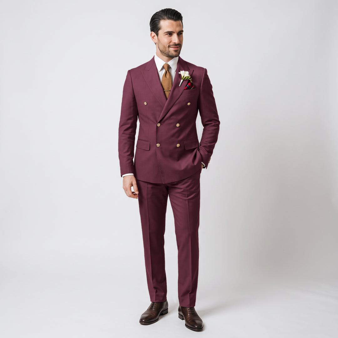 Menseventwear Formal 2 Pieces Mens Suit Flat Peak Lapel Suits For Wedding (Blazer+Pants)
