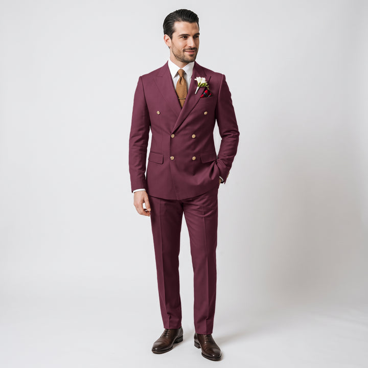 Menseventwear Formal 2 Pieces Mens Suit Flat Peak Lapel Suits For Wedding (Blazer+Pants)