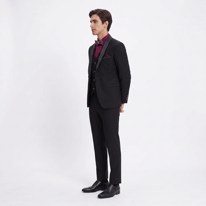 Menseventwear Fashion 3 Pieces Mens Suit Flat Shawl Lapel Tuxedos (Blazer+vest+Pants)