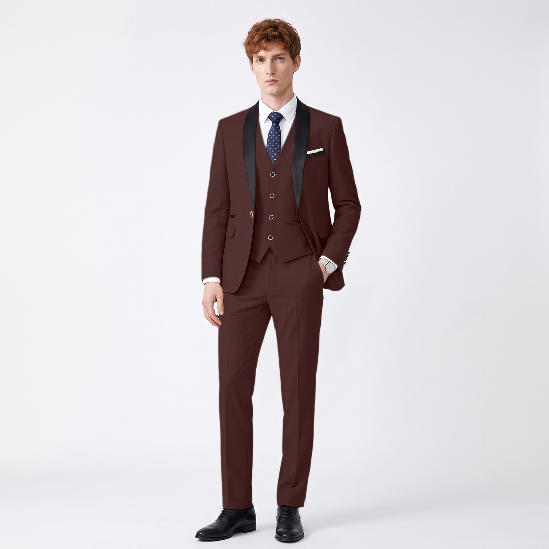 Menseventwear Fashion 3 Pieces Mens Suit Flat Shawl Lapel Tuxedos (Blazer+vest+Pants)