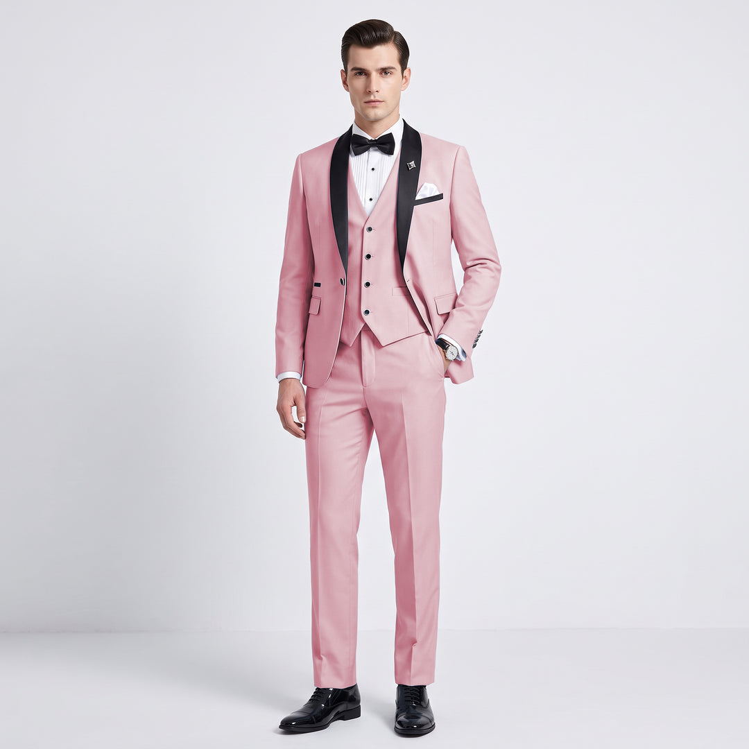 Menseventwear Fashion 3 Pieces Mens Suit Flat Shawl Lapel Suits (Blazer+vest+Pants)
