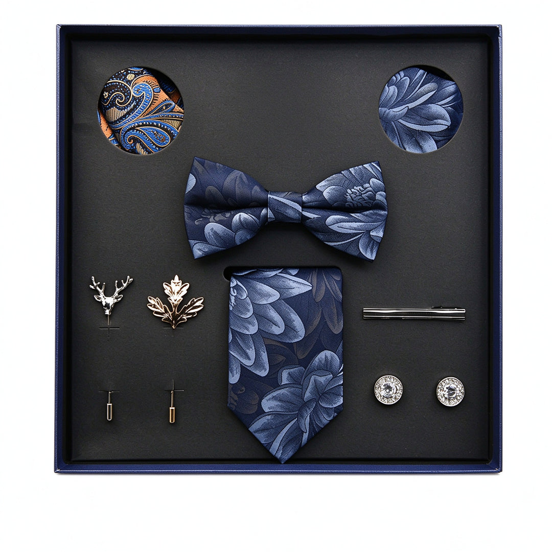 MensEventWear Premium Men’s Patterned Tie and Bow Tie Gift Set