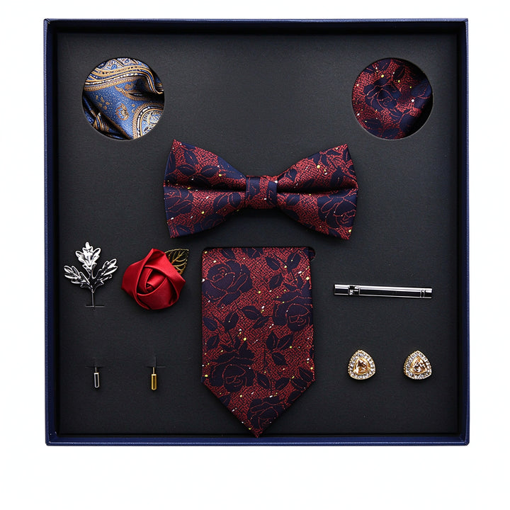 MensEventWear Premium Men’s Patterned Tie and Bow Tie Gift Set
