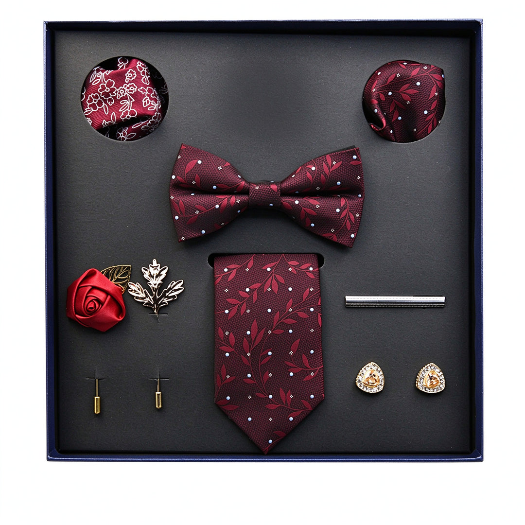 MensEventWear Premium Men’s Patterned Tie and Bow Tie Gift Set