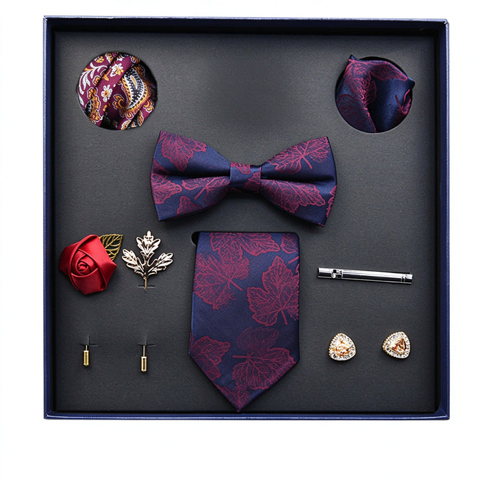 MensEventWear Premium Men’s Patterned Tie and Bow Tie Gift Set