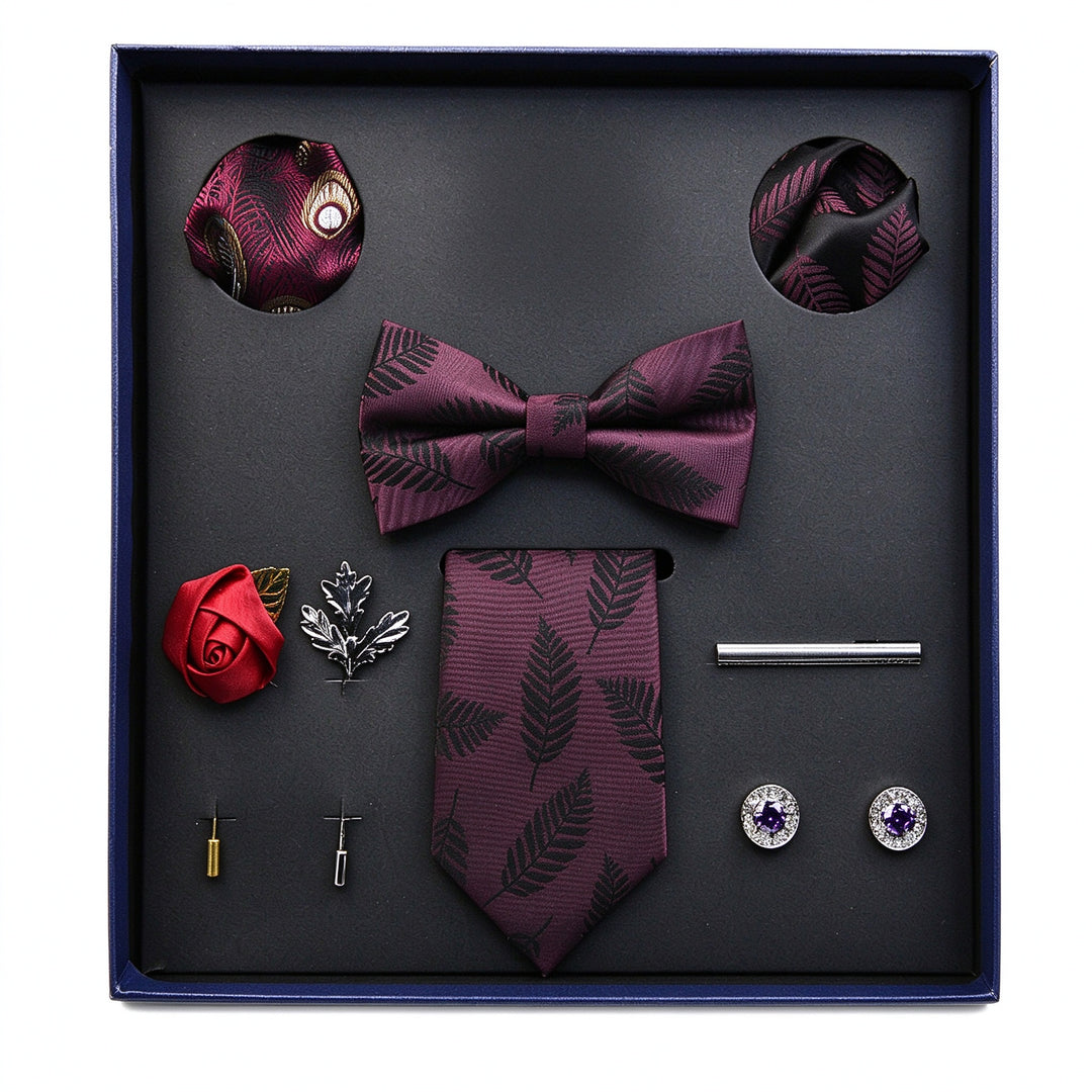 MensEventWear Premium Men’s Patterned Tie and Bow Tie Gift Set