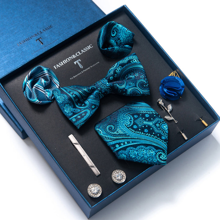 MensEventWear Premium Men’s Patterned Tie and Bow Tie Gift Set