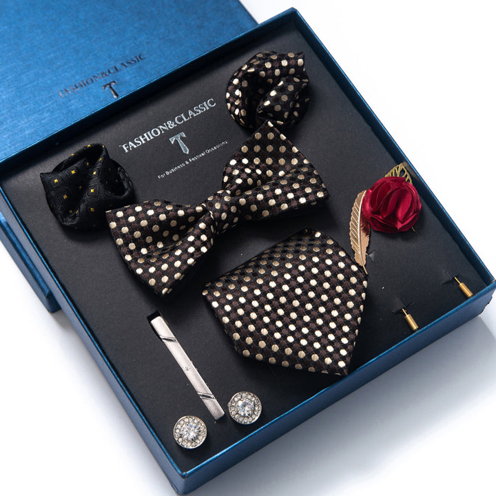 MensEventWear Premium Men’s Patterned Tie and Bow Tie Gift Set