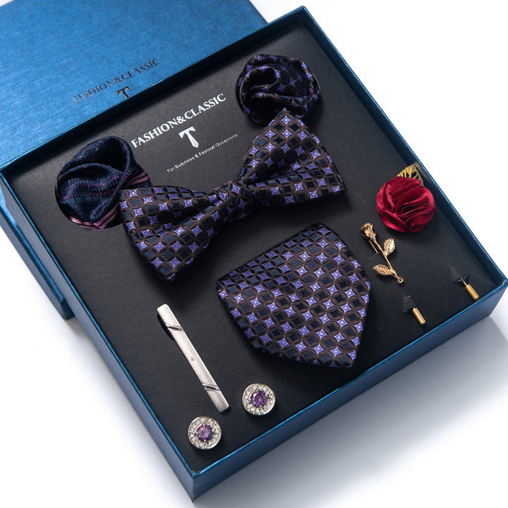 MensEventWear Premium Men’s Patterned Tie and Bow Tie Gift Set