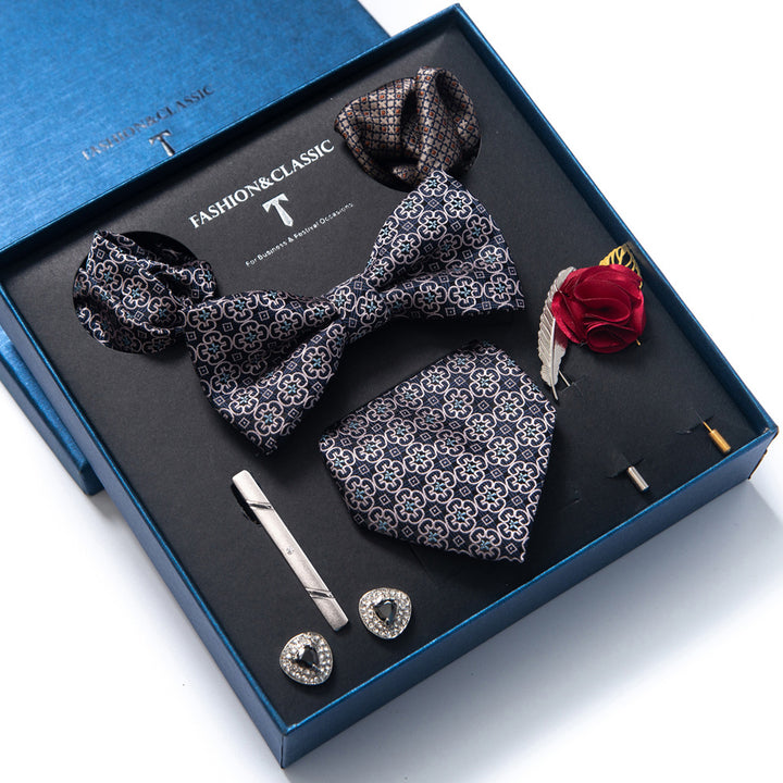 MensEventWear Premium Men’s Patterned Tie and Bow Tie Gift Set