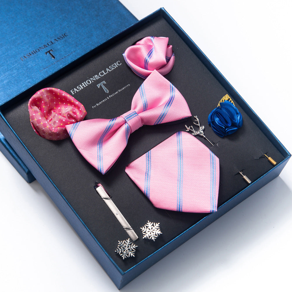 MensEventWear Premium Men’s Patterned Tie and Bow Tie Gift Set