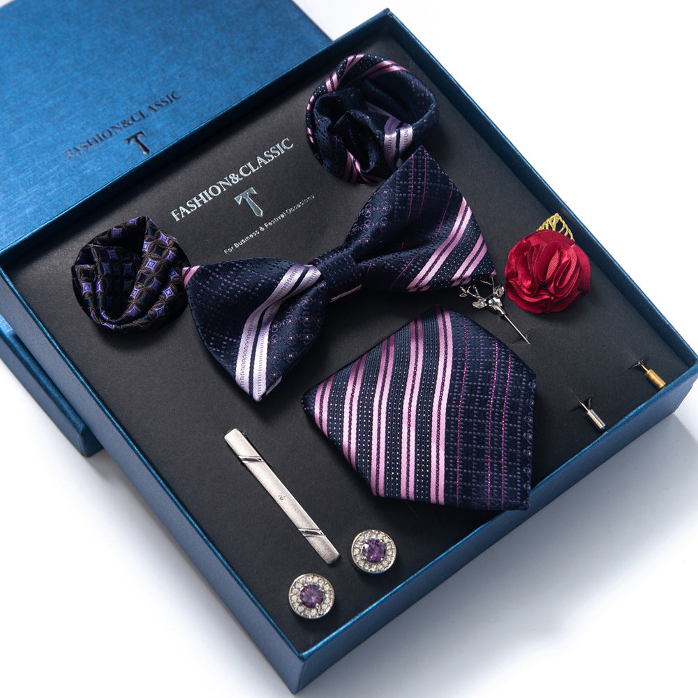 MensEventWear Premium Men’s Patterned Tie and Bow Tie Gift Set