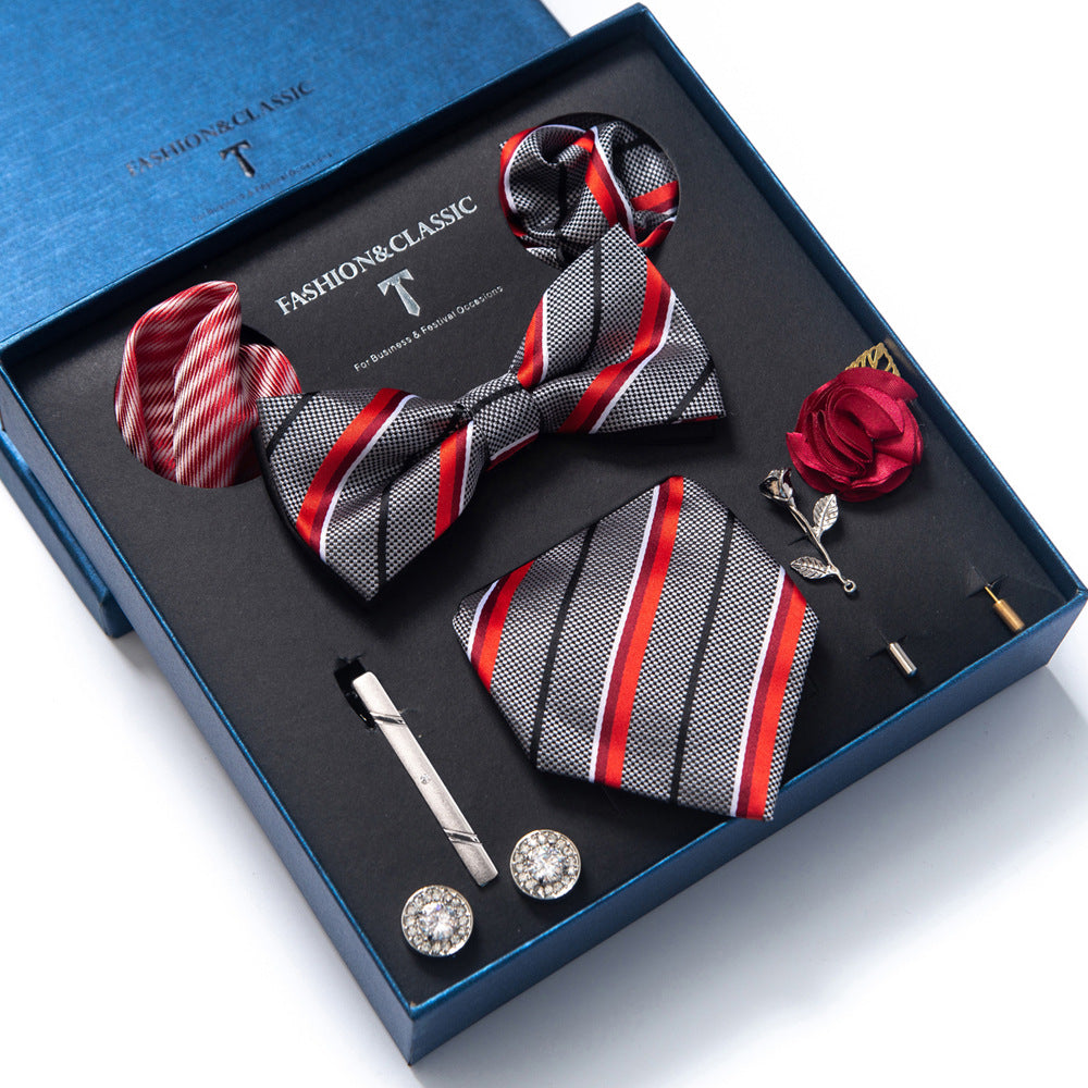 MensEventWear Premium Men’s Patterned Tie and Bow Tie Gift Set