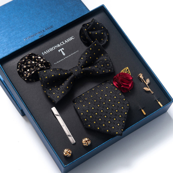 MensEventWear Premium Men’s Patterned Tie and Bow Tie Gift Set