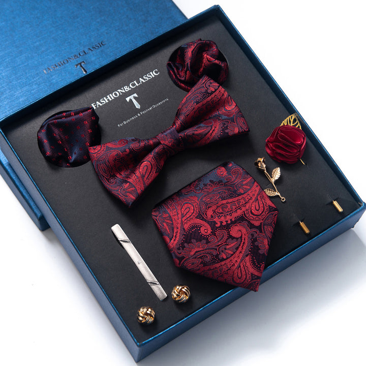 MensEventWear Premium Men’s Patterned Tie and Bow Tie Gift Set