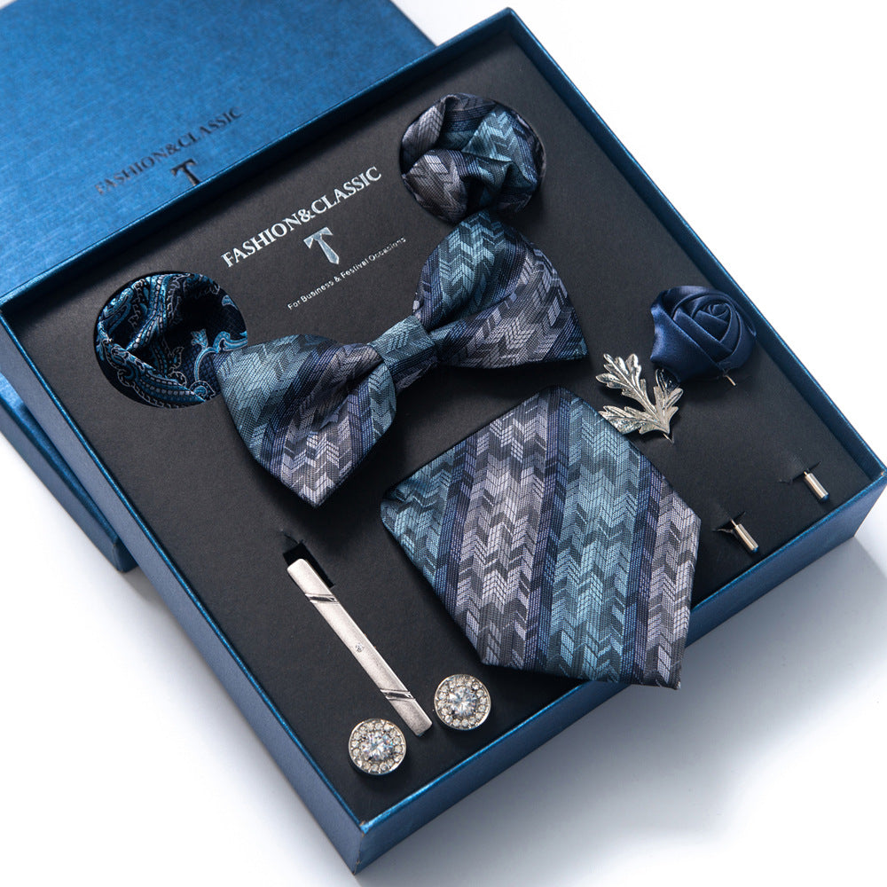 MensEventWear Premium Men’s Patterned Tie and Bow Tie Gift Set