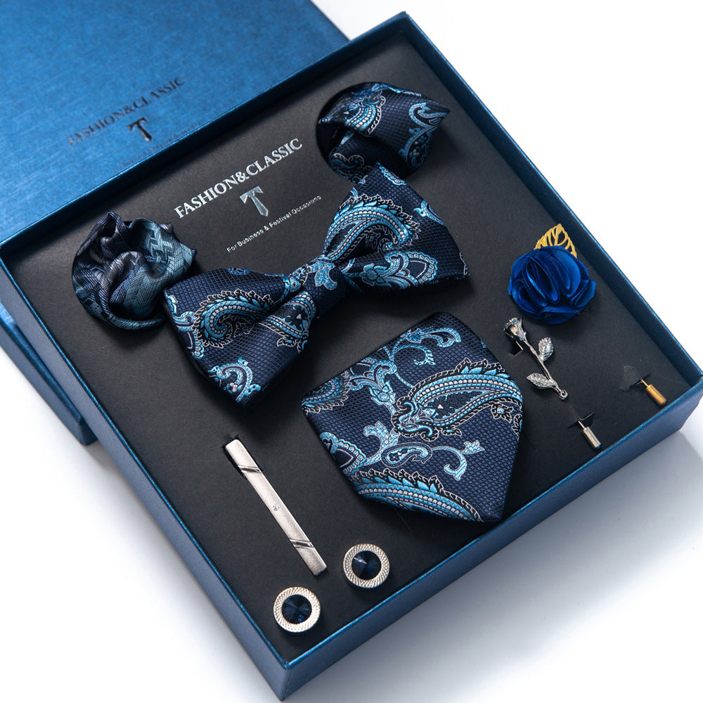 MensEventWear Premium Men’s Patterned Tie and Bow Tie Gift Set