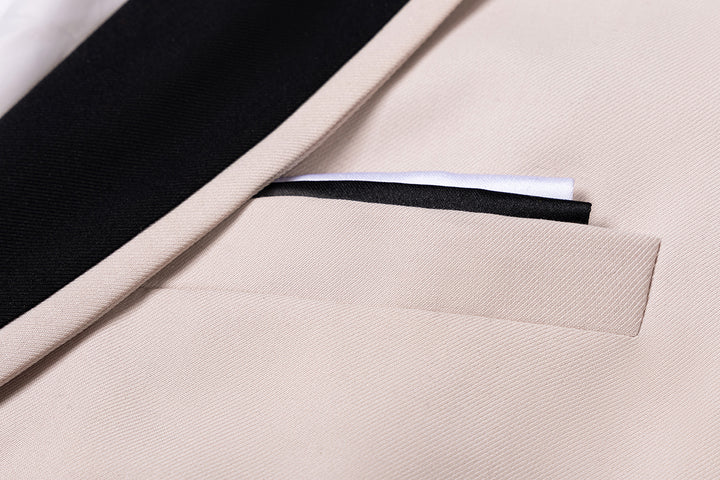 Formal 3 Pieces Mens Suit Flat Shawl Lapel Tuxedos (Blazer+vest+Pants) Mens Event Wear