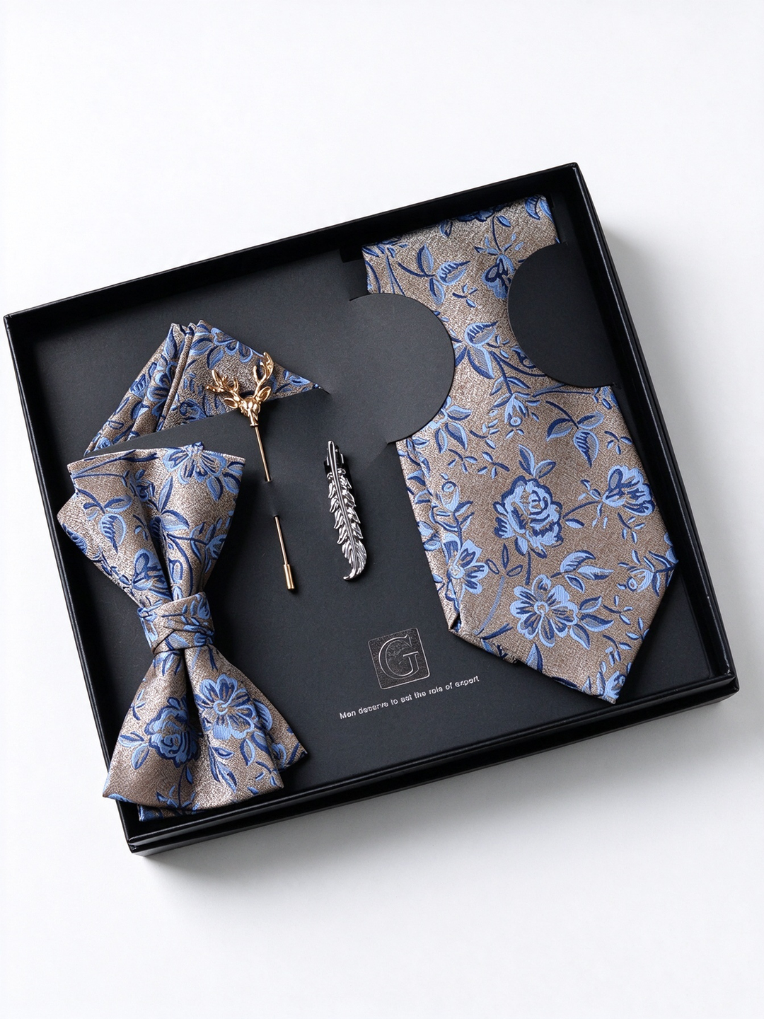 MensEventWear Premium Men’s Patterned Tie and Bow Tie Gift Set For Business