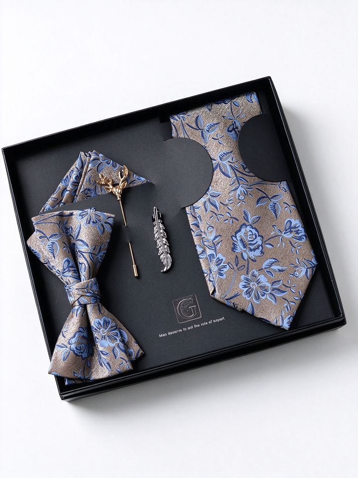 MensEventWear Premium Men’s Patterned Tie and Bow Tie Gift Set For Business
