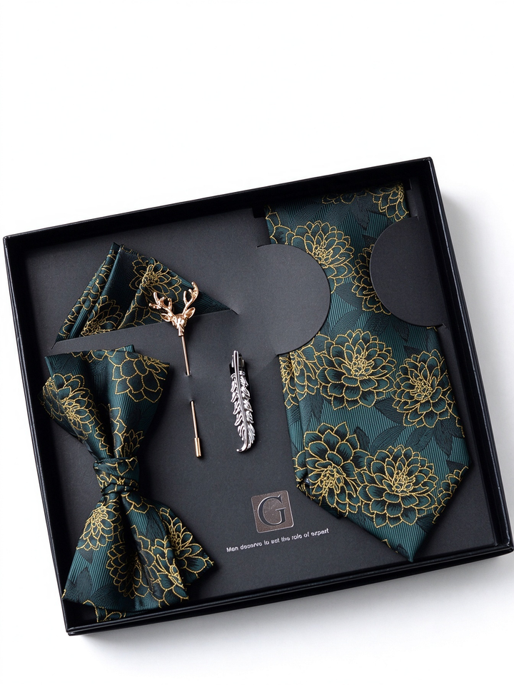 MensEventWear Premium Men’s Patterned Tie and Bow Tie Gift Set For Business