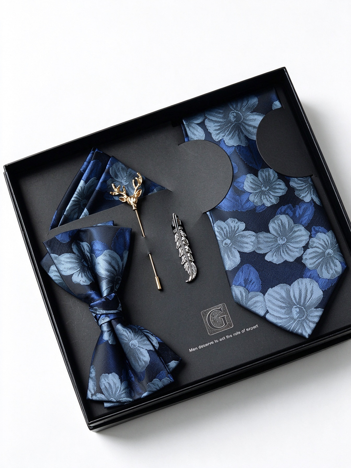 MensEventWear Premium Men’s Patterned Tie and Bow Tie Gift Set For Business