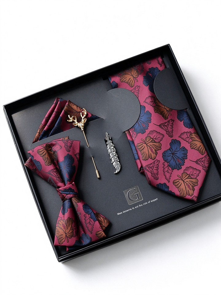 MensEventWear Premium Men’s Patterned Tie and Bow Tie Gift Set For Business