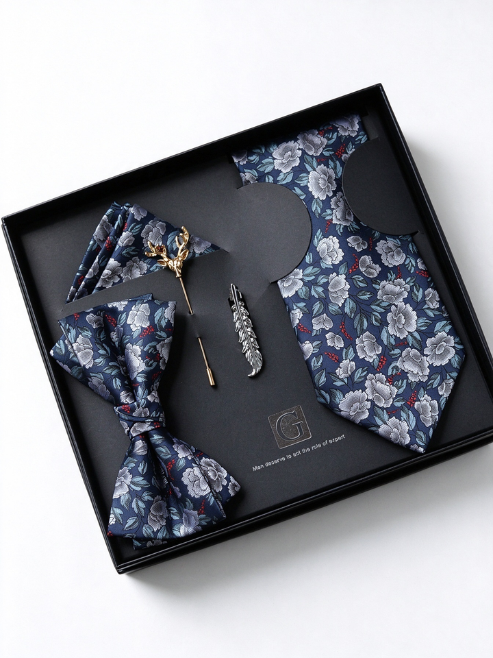 MensEventWear Premium Men’s Patterned Tie and Bow Tie Gift Set For Business