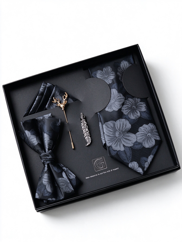 MensEventWear Premium Men’s Patterned Tie and Bow Tie Gift Set For Business