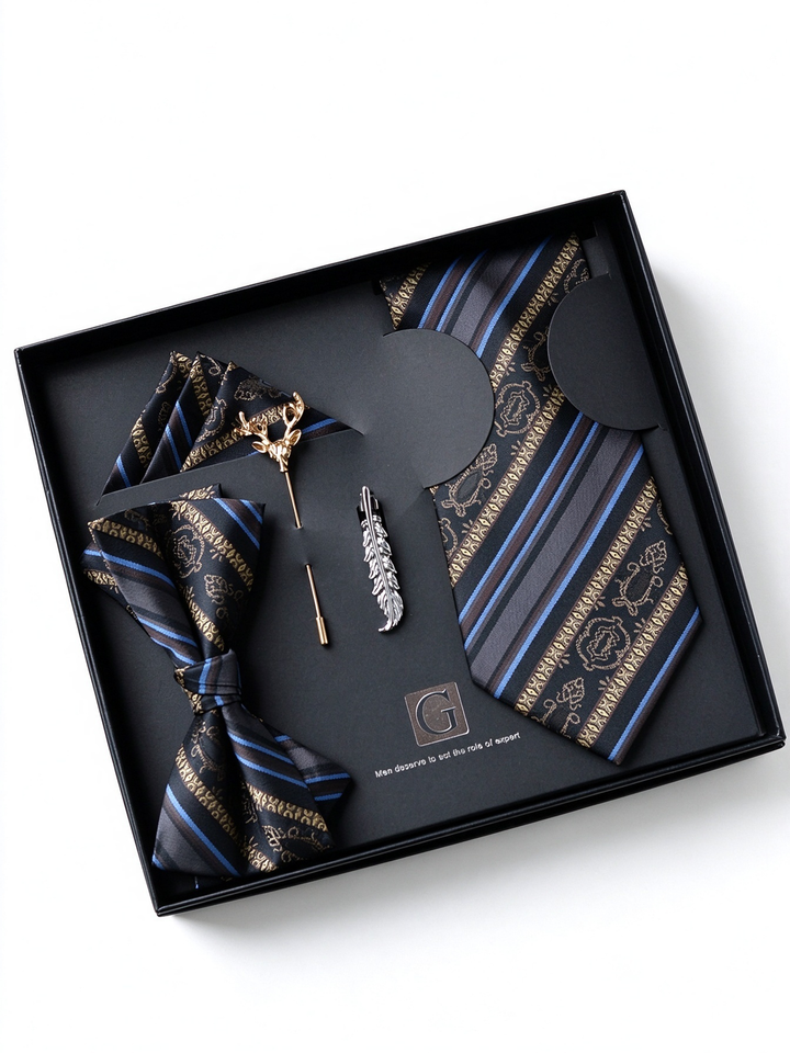 MensEventWear Premium Men’s Patterned Tie and Bow Tie Gift Set For Business