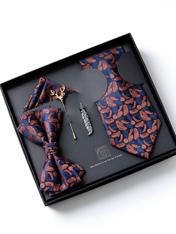 MensEventWear Premium Men’s Patterned Tie and Bow Tie Gift Set For Business