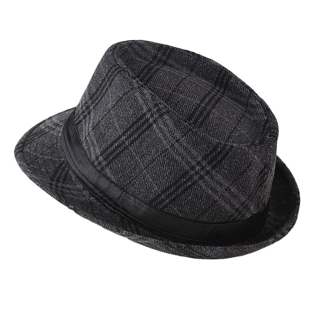 Menseventwear Retro Hat Man Literary Fashion Flannel Plaid Casual Fedora