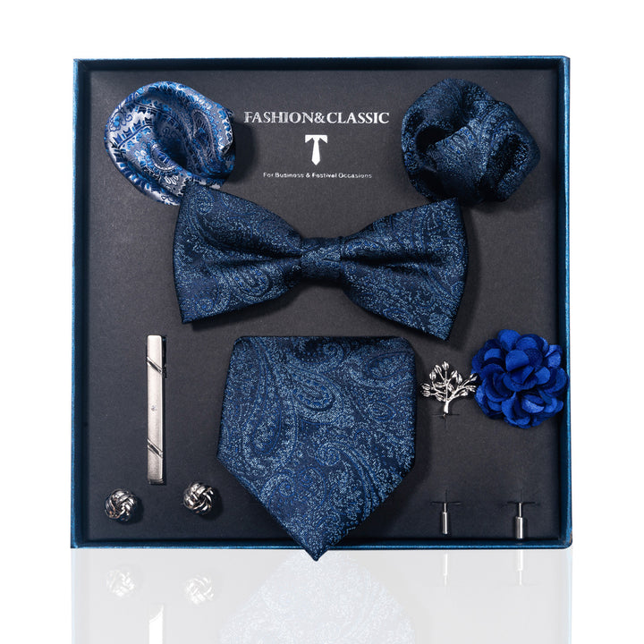 MensEventWear Premium Men’s Patterned Tie and Bow Tie Gift Set For Business